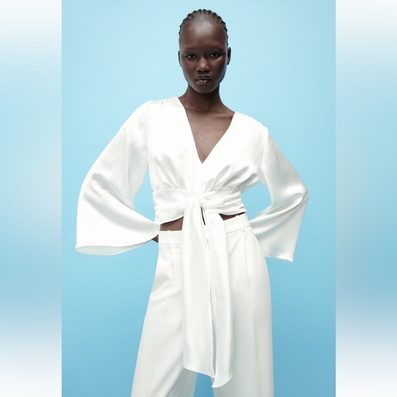 ZARA KNOTTED SATIN EFFECT TOP - Picture 7 of 7